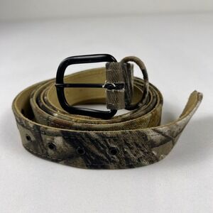 Realtree Camo Belt 40 48 Camouflage Fabric Leather Backed Good Hunting Outdoor